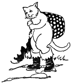 長靴を履き袋を提げる猫 — Logan Marshall 挿絵（1917年・パブリックドメイン）