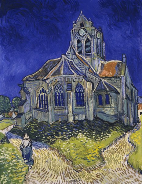 傾くような教会と深い青の空 — オーヴェールの教会（The Church at Auvers-sur-Oise）。Wikimedia Commons所蔵のPD画像。