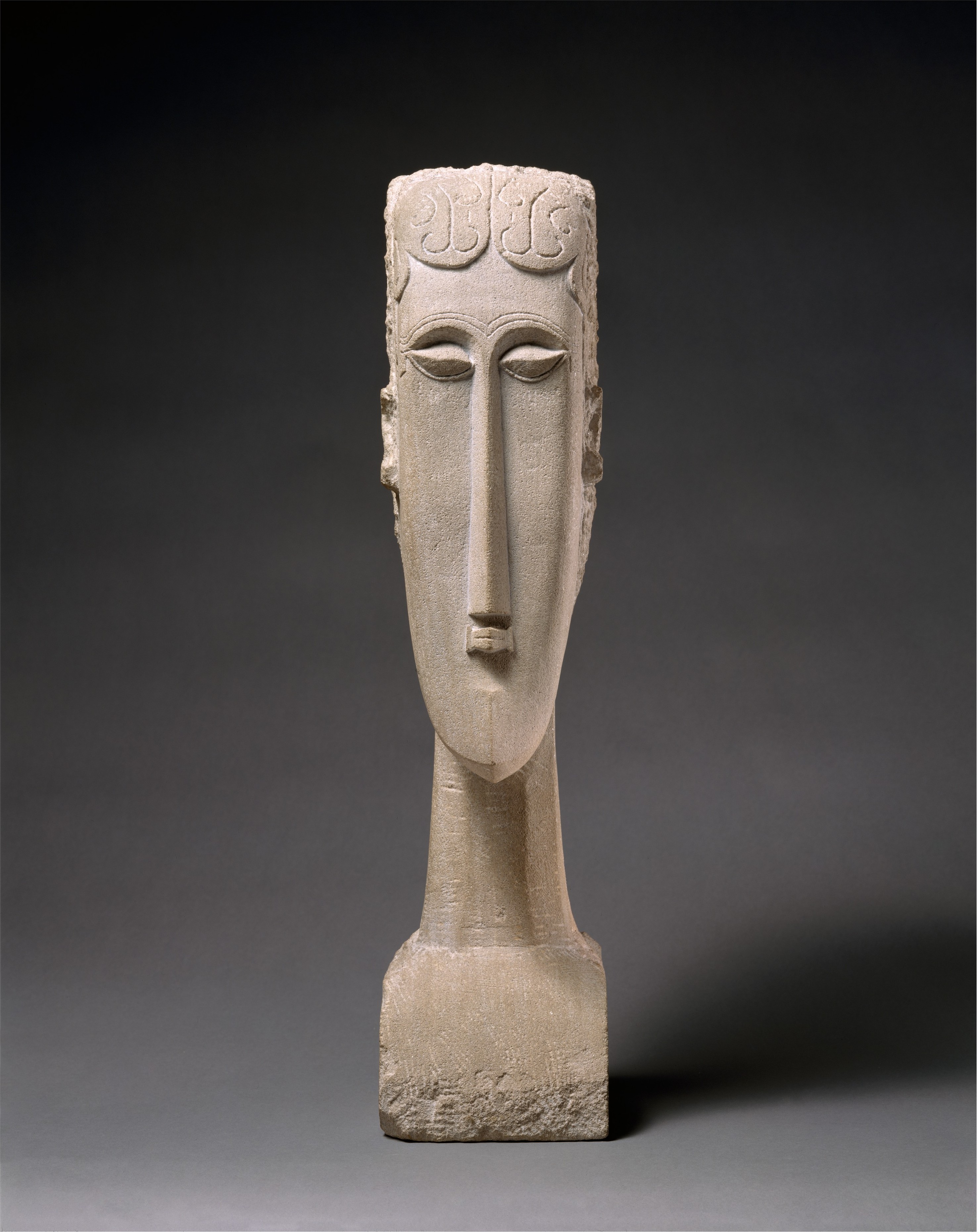 面長の顔と細い首、虹彩を描かない眼 — 女の頭部（Woman's Head）。メトロポリタン美術館所蔵のPD画像。