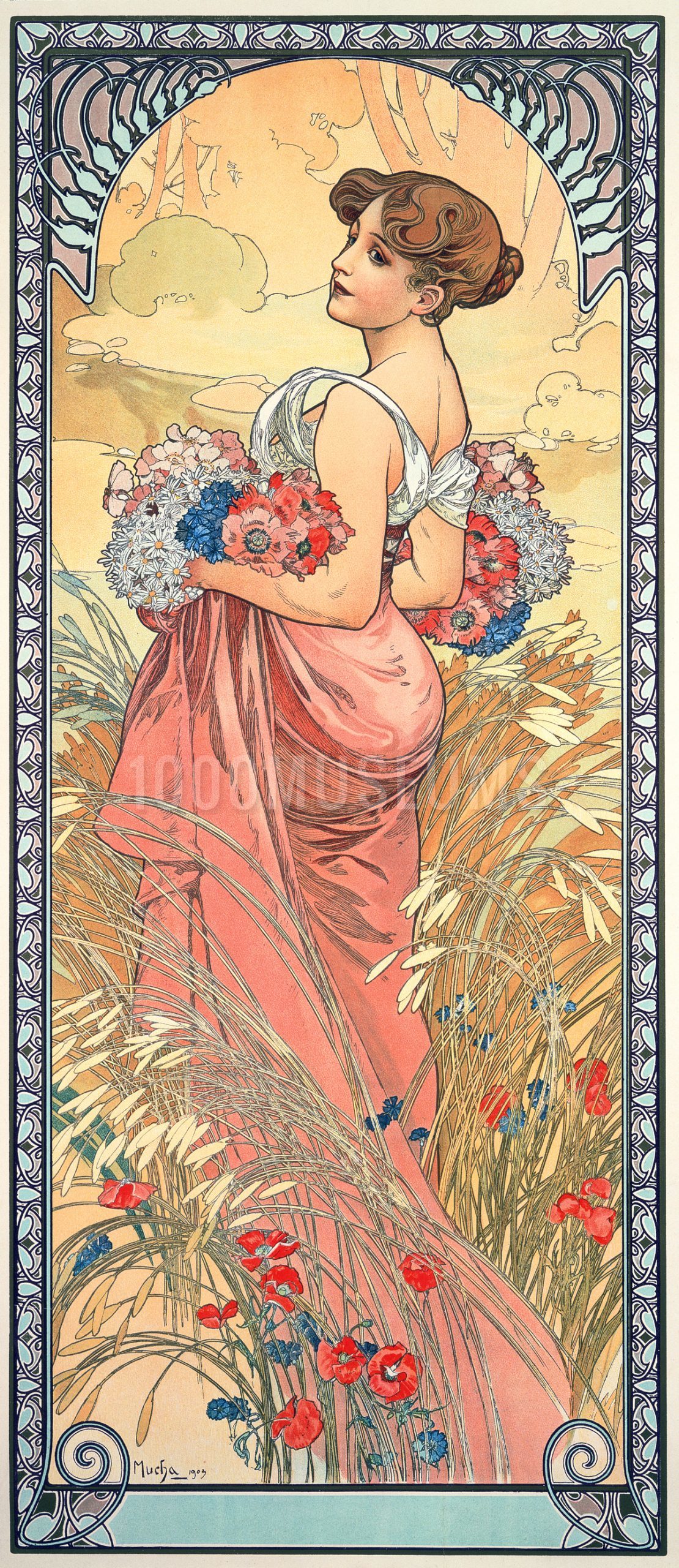 装飾パネル連作 — 《夏（四つの季節）》（Summer）。Wikimedia Commons所蔵のパブリックドメイン画像。