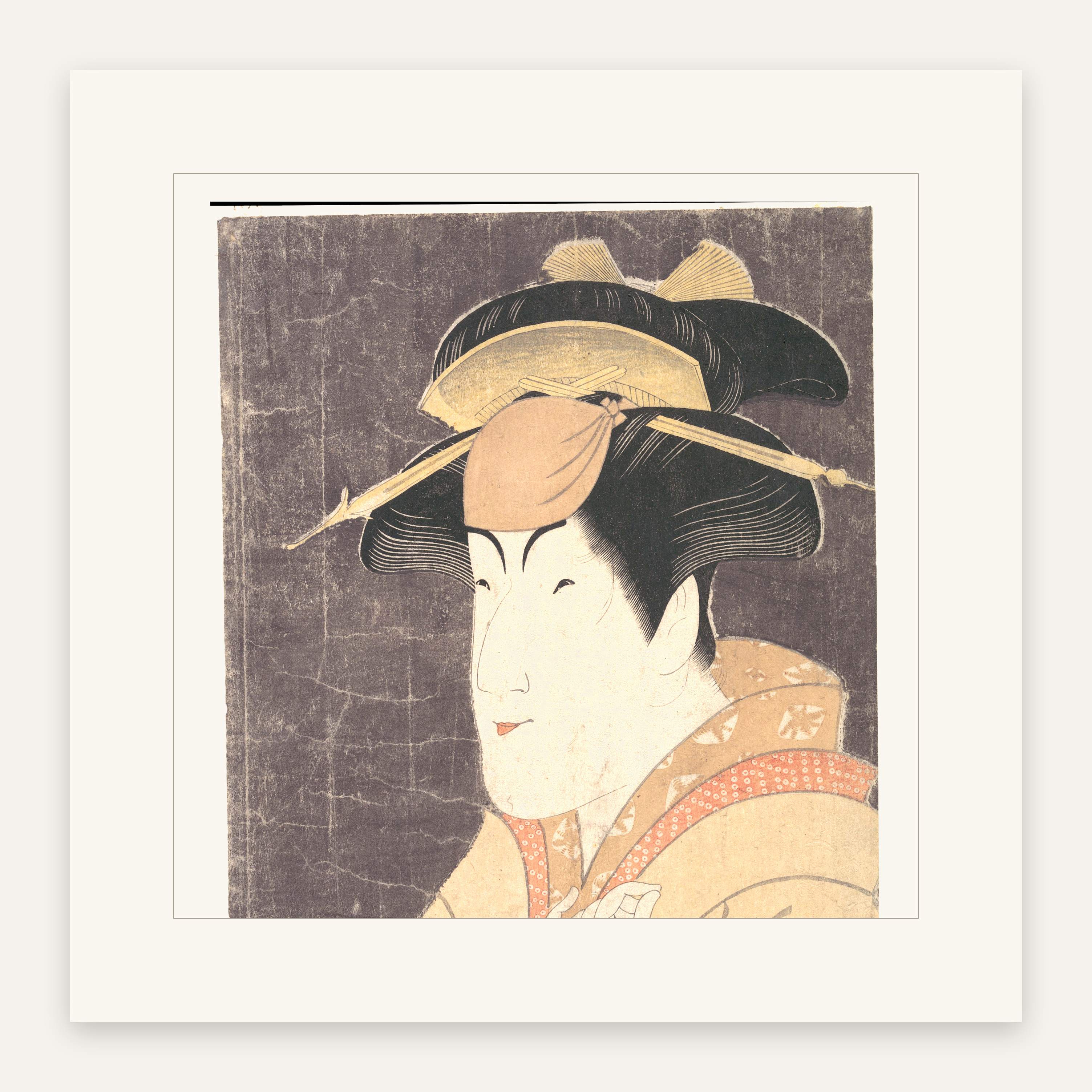 女形の愁いを雲母地に映した役者大首絵 — 初世中山富三郎の宮城野（Nakayama Tomisaburō as Miyagino in the Play Katakiuchi Noriyaibanashi）。The Metropolitan Museum of Art所蔵のPD画像。