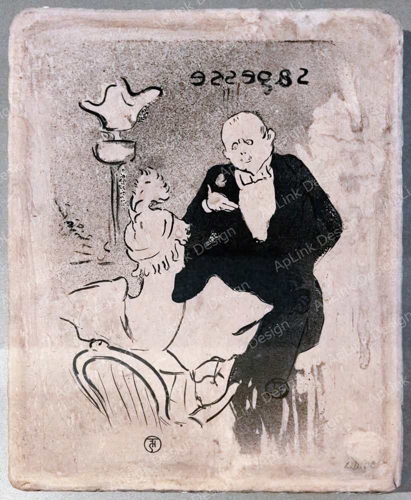 人物の輪郭を留めた素描または肖像 — 叡智（(Albi) Sagesse c.1896 - Henri de Toulouse-Lautrec - Pierre Lithographique - Musée Toulouse-Lautrec）。Wikimedia Commons所蔵のPD画像。