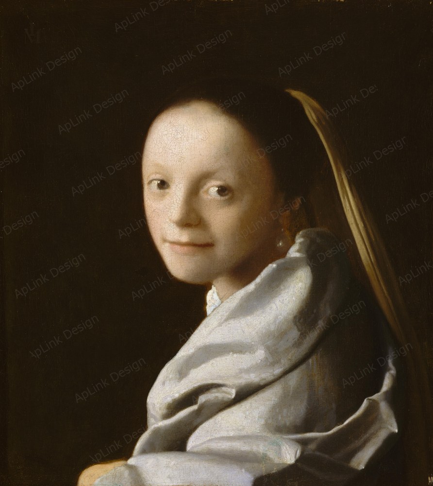 窓辺の光が肌と布の質感を静かに照らす — 若い女の肖像（Portrait of a young woman）。art databaseのPD画像。