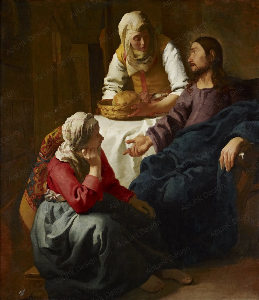 一室の中に差し込む光と、留まる静けさ — マルタとマリアの家のキリスト（Christ in the House of Martha and Mary）。Google Arts & Culture — fwE2zem7WDcSlAのPD画像。