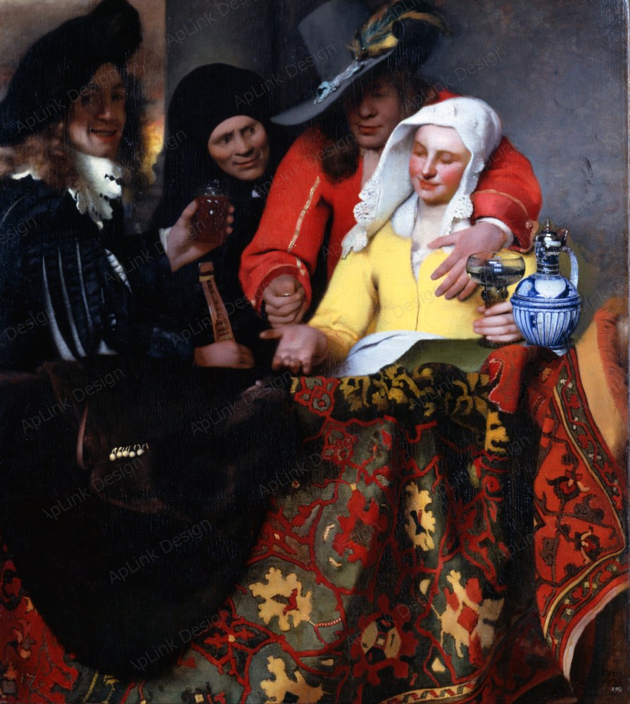 窓辺の光が肌と布の質感を静かに照らす — 取り持ち女（The Procuress）。ゲメルデガレリー（ドレスデン）のPD画像。