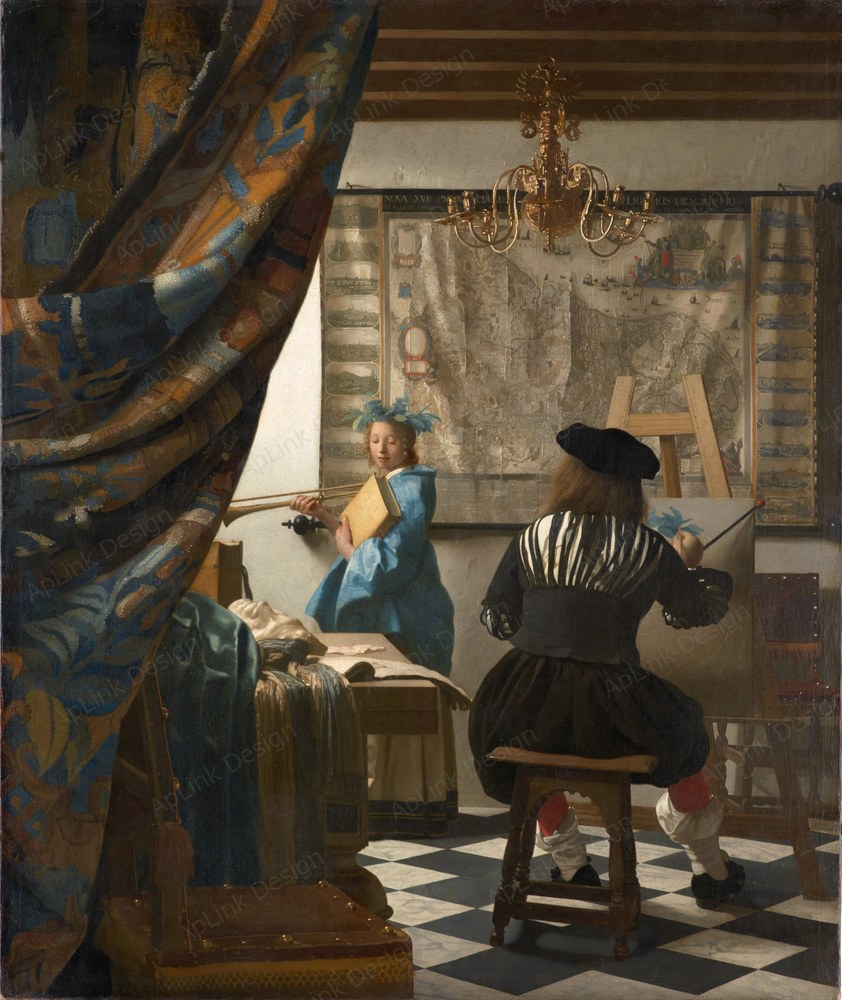 一室の中に差し込む光と、留まる静けさ — 絵画の技術（Die Malkunst The Art of Painting）。Google Arts & Culture — lAHeqBoLaePtEAのPD画像。