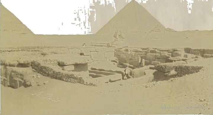 Sphinx et la pyramides de Ceops avec leterly[?] — カイロ／エジプトの古写真