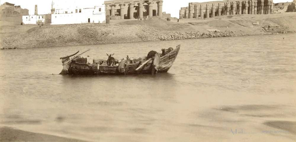 Tempel van Luxor gezien vanaf de Nijl — カイロ／エジプトの古写真