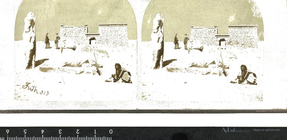 Kolossen en sfinxen bij de toegangsweg tot de tempel van Wadi es-Saboea, Egypte — カイロ／エジプトの古写真