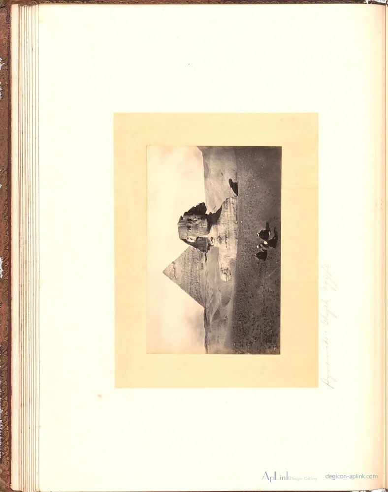 Gezicht op de Sfinx van Gizeh en de Piramide van Chefren — カイロ／エジプトの古写真