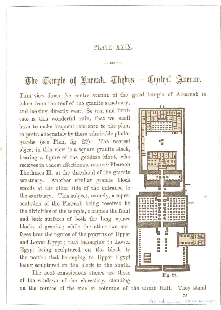 Gezicht op de ruïnes van tempelcomplex Karnak — カイロ／エジプトの古写真