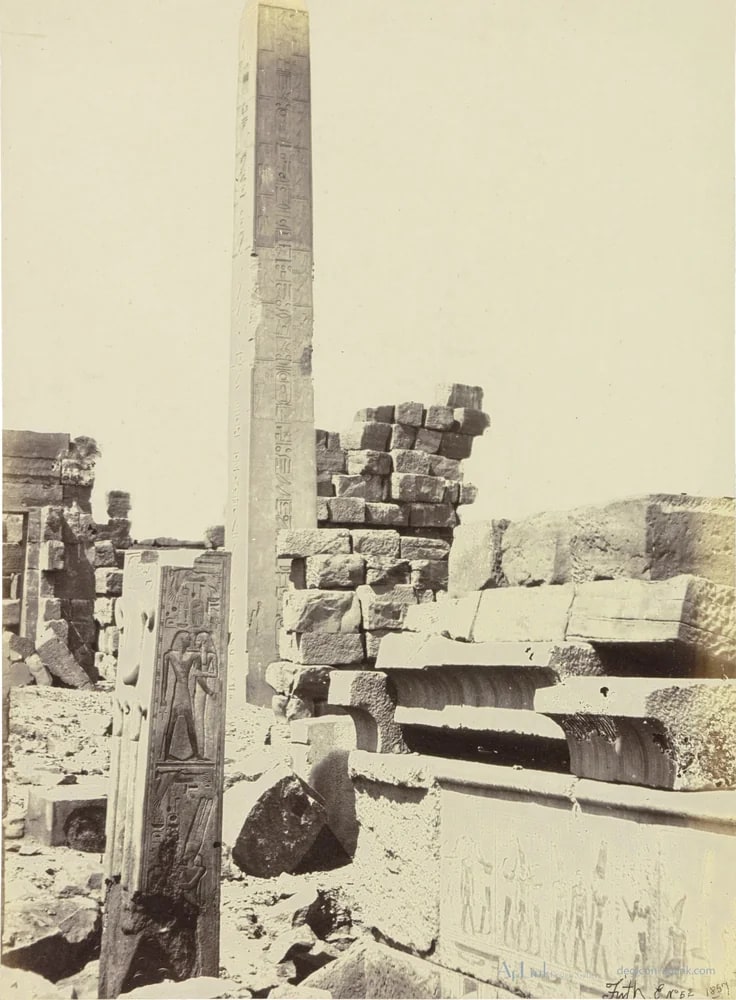 Obelisk bij de tempel van Karnak — カイロ／エジプトの古写真