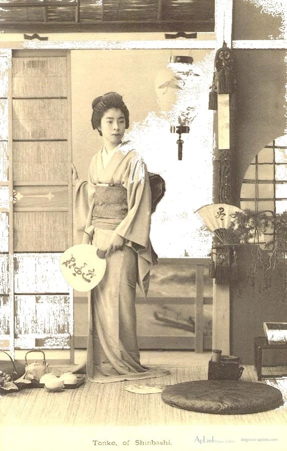 Celebrated Geysha of Tokyo — plate 10 — 日本（幕末・明治）の手彩色写真