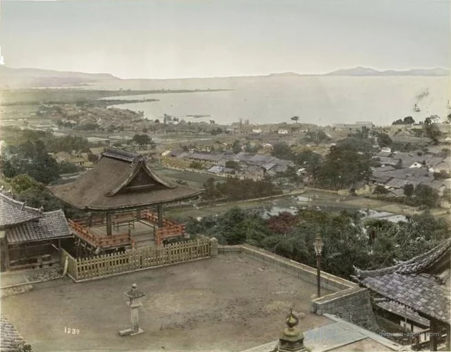 Biwa Lake from Miidera — 日本（幕末・明治）の手彩色写真