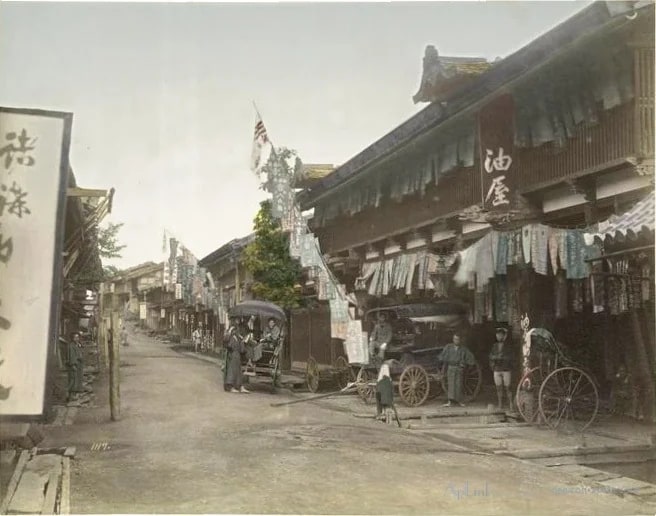 Oiwake (Tea House) at Nakasendo — 日本（幕末・明治）の手彩色写真