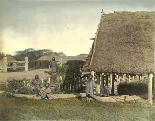 Ainos, Island of Yezo — 日本（幕末・明治）の手彩色写真