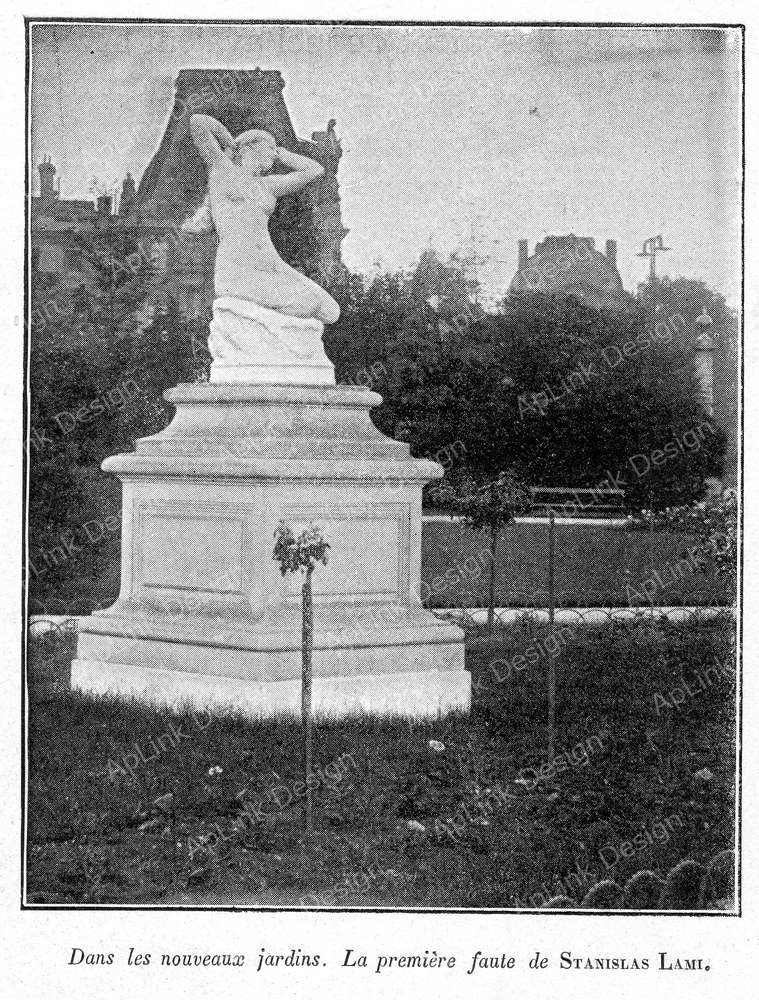 Clément Maurice Paris en plein air, BUC, 1897,051 Dans les nouveaux jardins, La première faute de STANISLAS LAMI.jpg — パリの古写真
